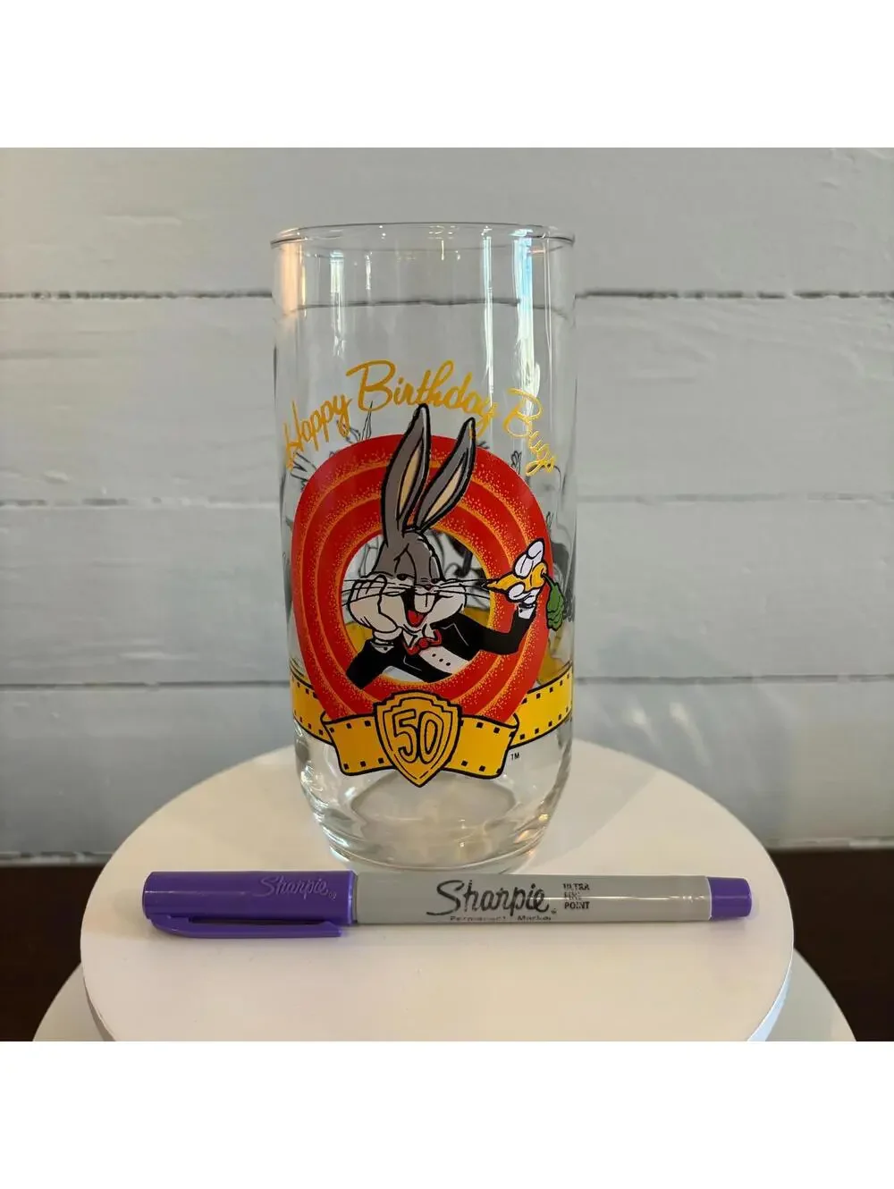 Bugs Bunny Happy Birthday Glass